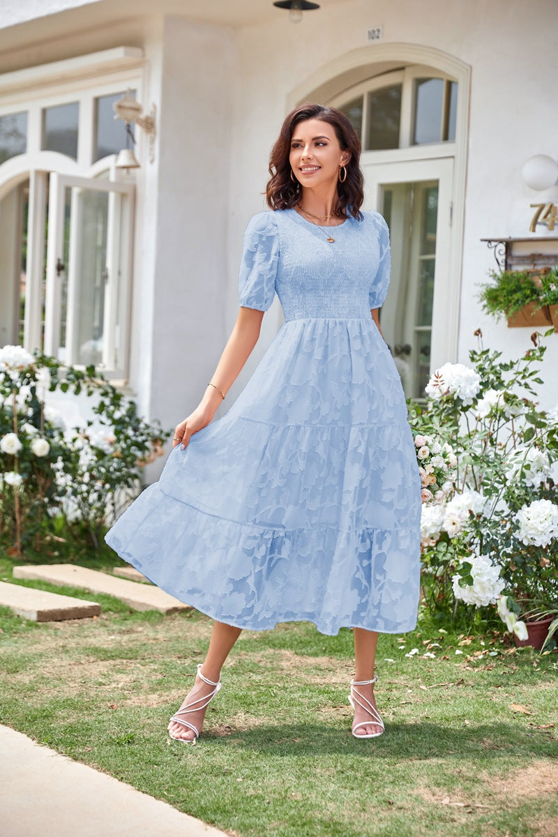 Summer Dresses for Women 2025 Puff Sleeve Maxi Dress Wedding Guest Dress Floral Lace Dress