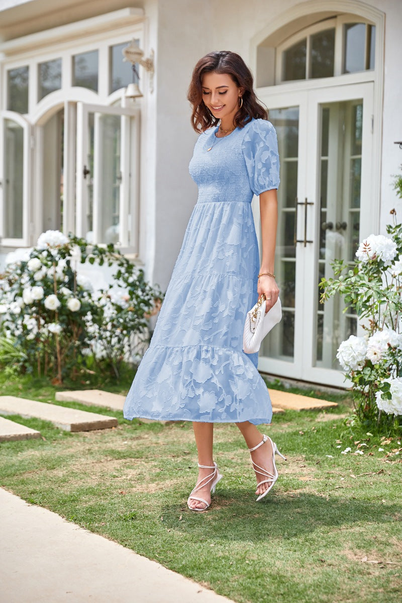 Summer Dresses for Women 2025 Puff Sleeve Maxi Dress Wedding Guest Dress Floral Lace Dress