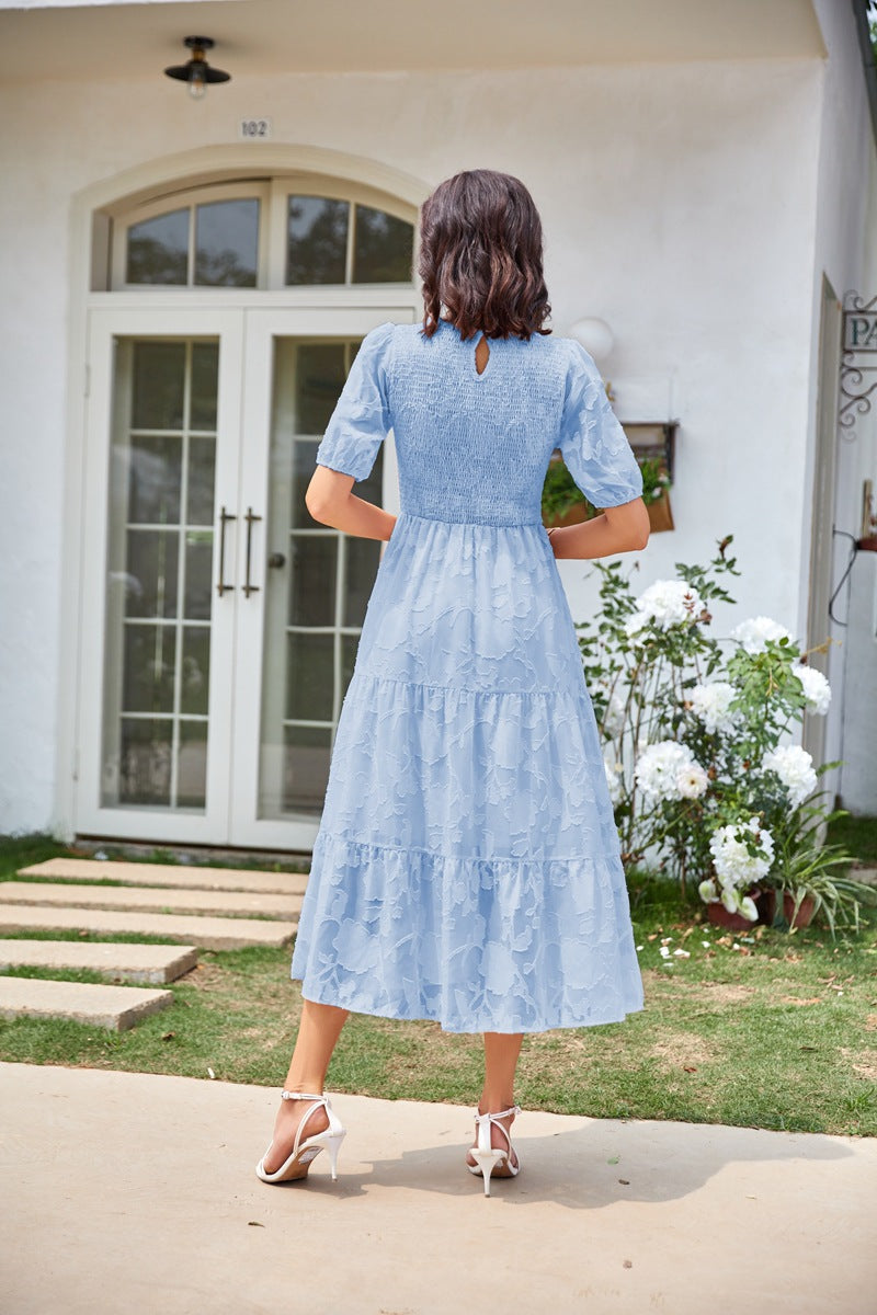 Summer Dresses for Women 2025 Puff Sleeve Maxi Dress Wedding Guest Dress Floral Lace Dress