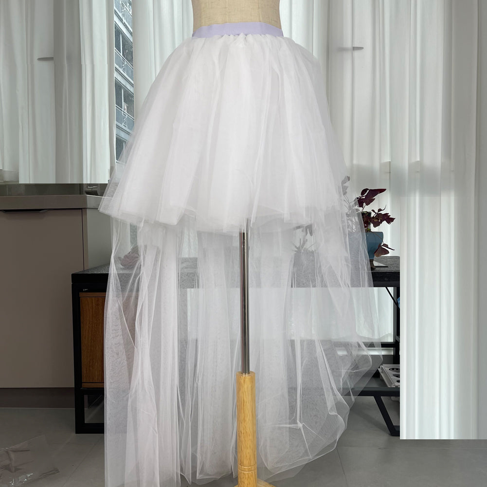 High Low Skirt Long Pink Tutu Tulle Bustle Skirts Elastic Waist Festival Party Gala Prom Skirt for Women