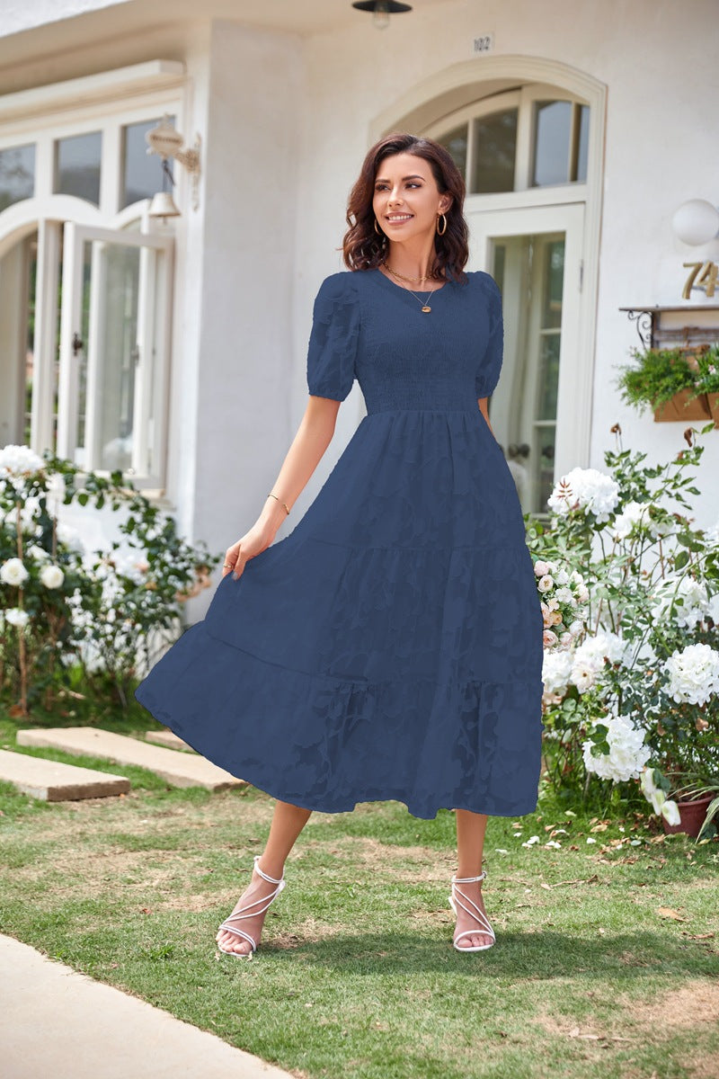 Summer Dresses for Women 2025 Puff Sleeve Maxi Dress Wedding Guest Dress Floral Lace Dress