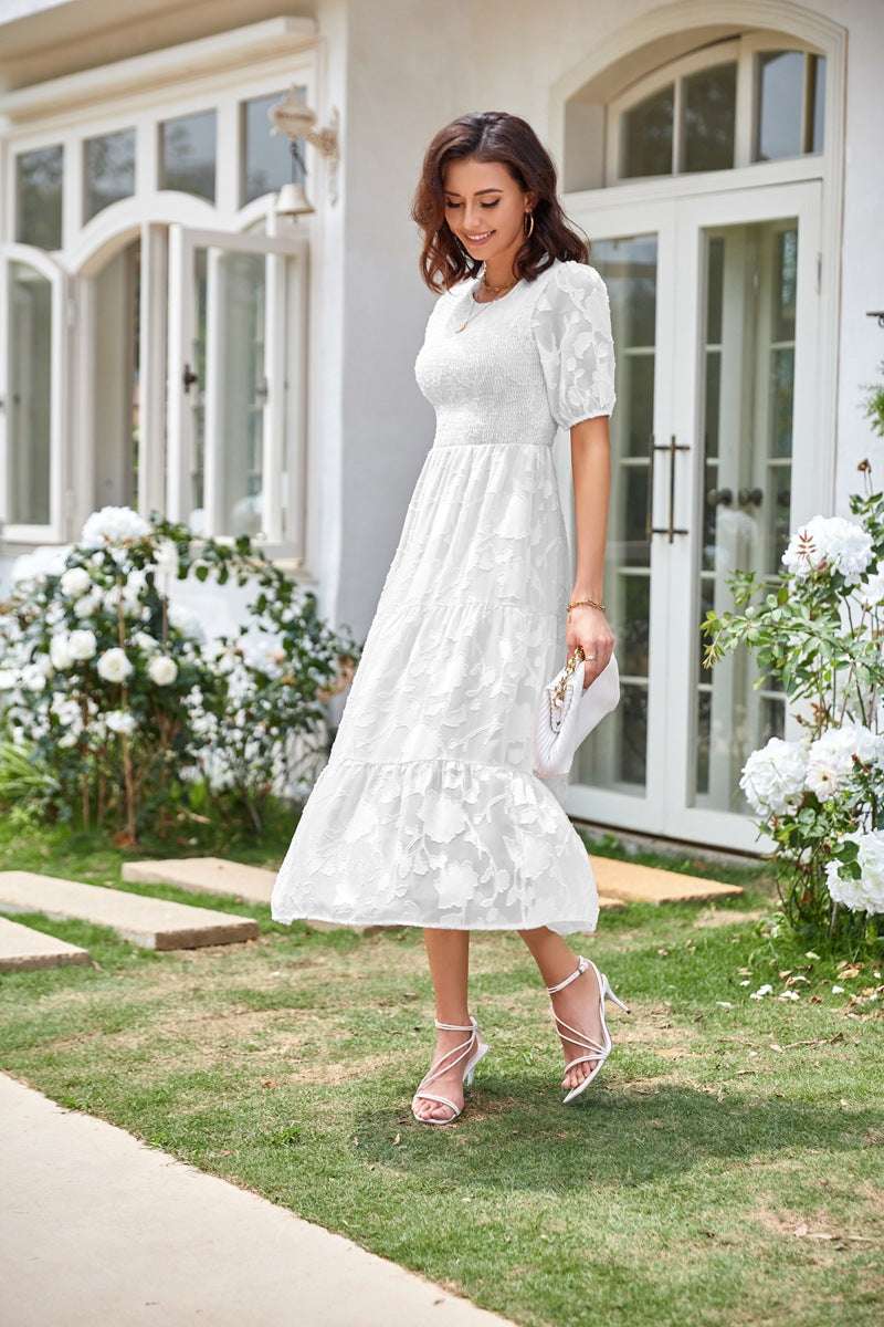 Summer Dresses for Women 2025 Puff Sleeve Maxi Dress Wedding Guest Dress Floral Lace Dress