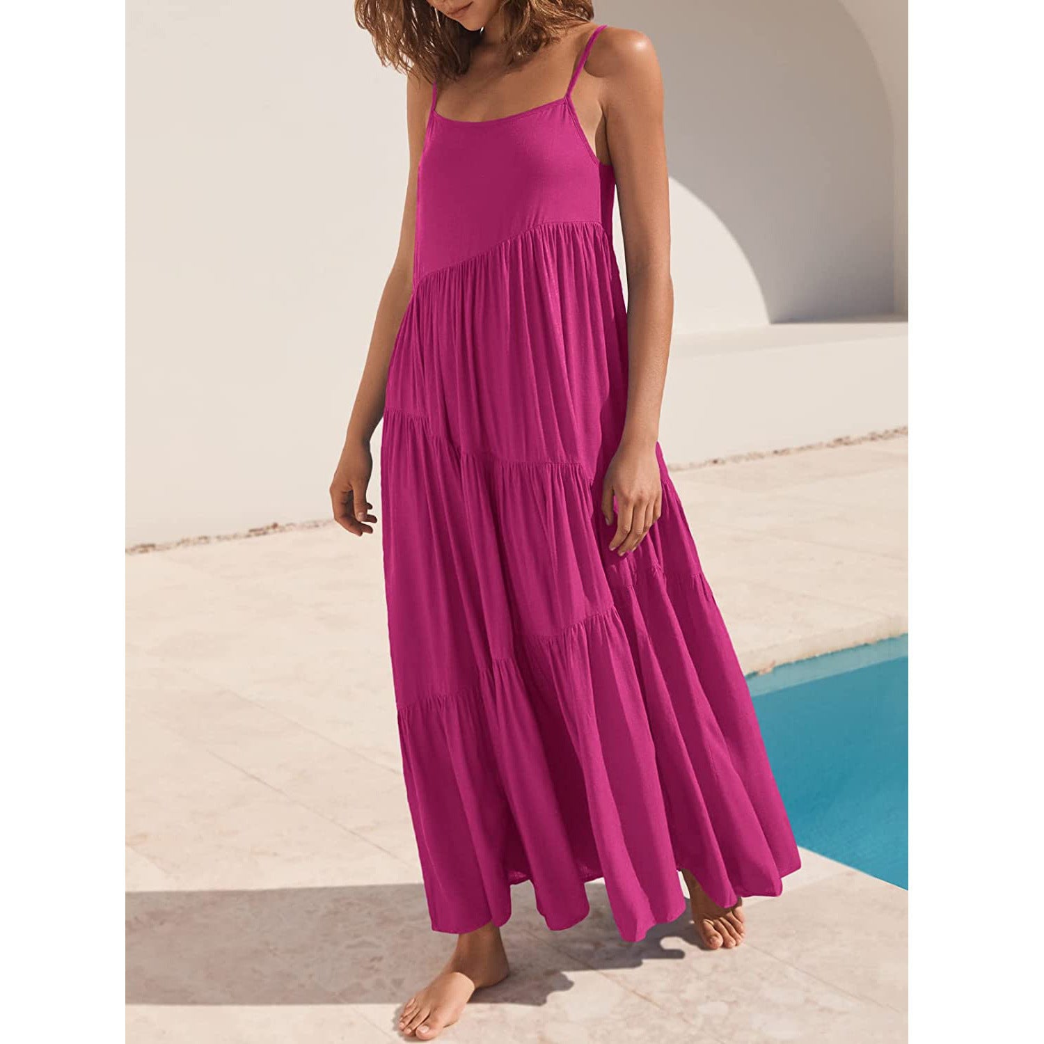 Womens Summer Dresses Spaghetti Strap Maxi Dresses for Women Boho Dress Sun Dresses for Women 2025