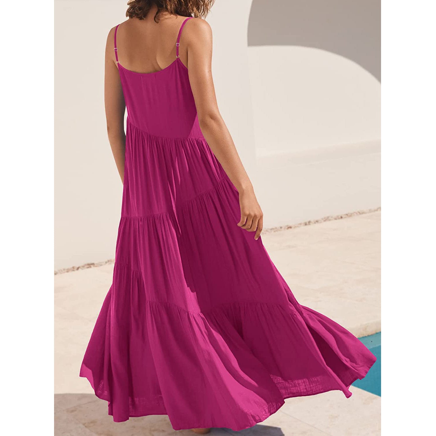 Womens Summer Dresses Spaghetti Strap Maxi Dresses for Women Boho Dress Sun Dresses for Women 2025