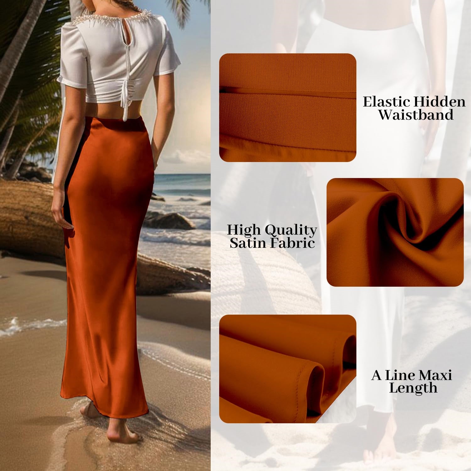 Womens Skirt High Waisted Skirts Satin Skirt Midi Silk Skirts for Women Skirts for Women Trendy