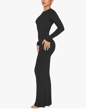 Women's Crew Neck Long Sleeve Bodycon Dresses Maxi Dress for Women