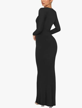 Women's Crew Neck Long Sleeve Bodycon Dresses Maxi Dress for Women