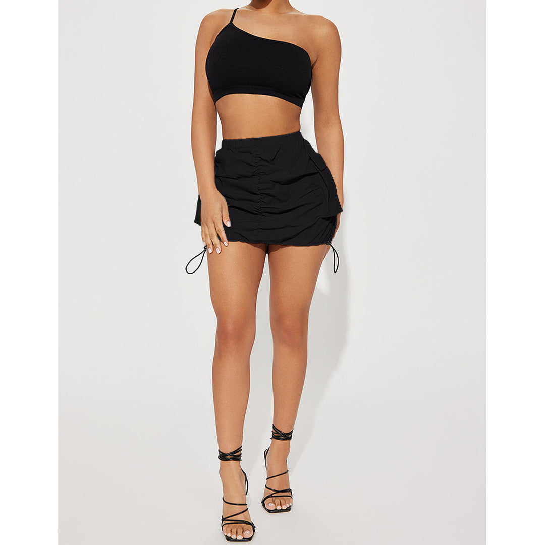 High Waisted Pocket Cargo Skirt Mini