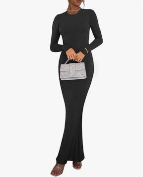 Women's Crew Neck Long Sleeve Bodycon Dresses Maxi Dress for Women