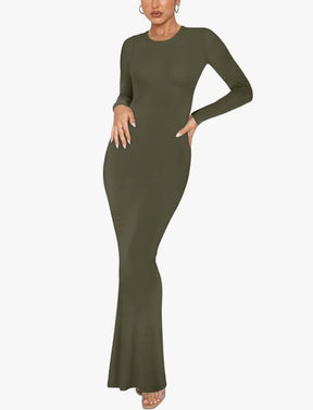 Women's Crew Neck Long Sleeve Bodycon Dresses Maxi Dress for Women