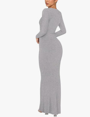 Women's Crew Neck Long Sleeve Bodycon Dresses Maxi Dress for Women