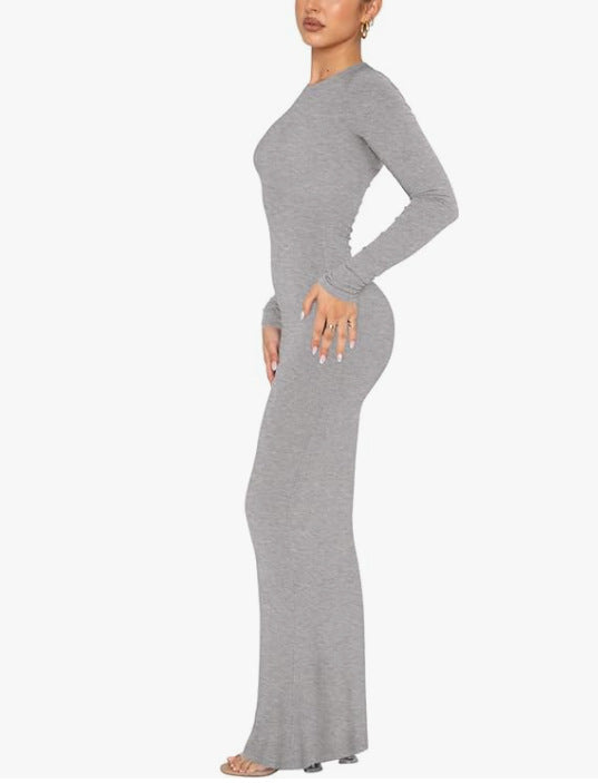 Women's Crew Neck Long Sleeve Bodycon Dresses Maxi Dress for Women