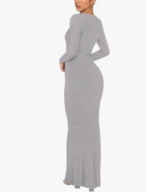 Women's Crew Neck Long Sleeve Bodycon Dresses Maxi Dress for Women