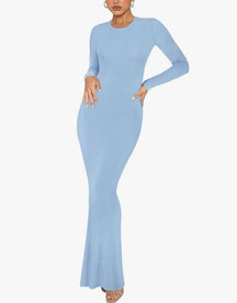 Women's Crew Neck Long Sleeve Bodycon Dresses Maxi Dress for Women