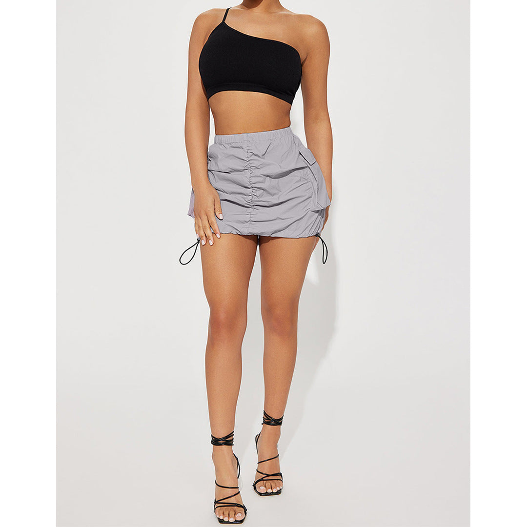 High Waisted Pocket Cargo Skirt Mini