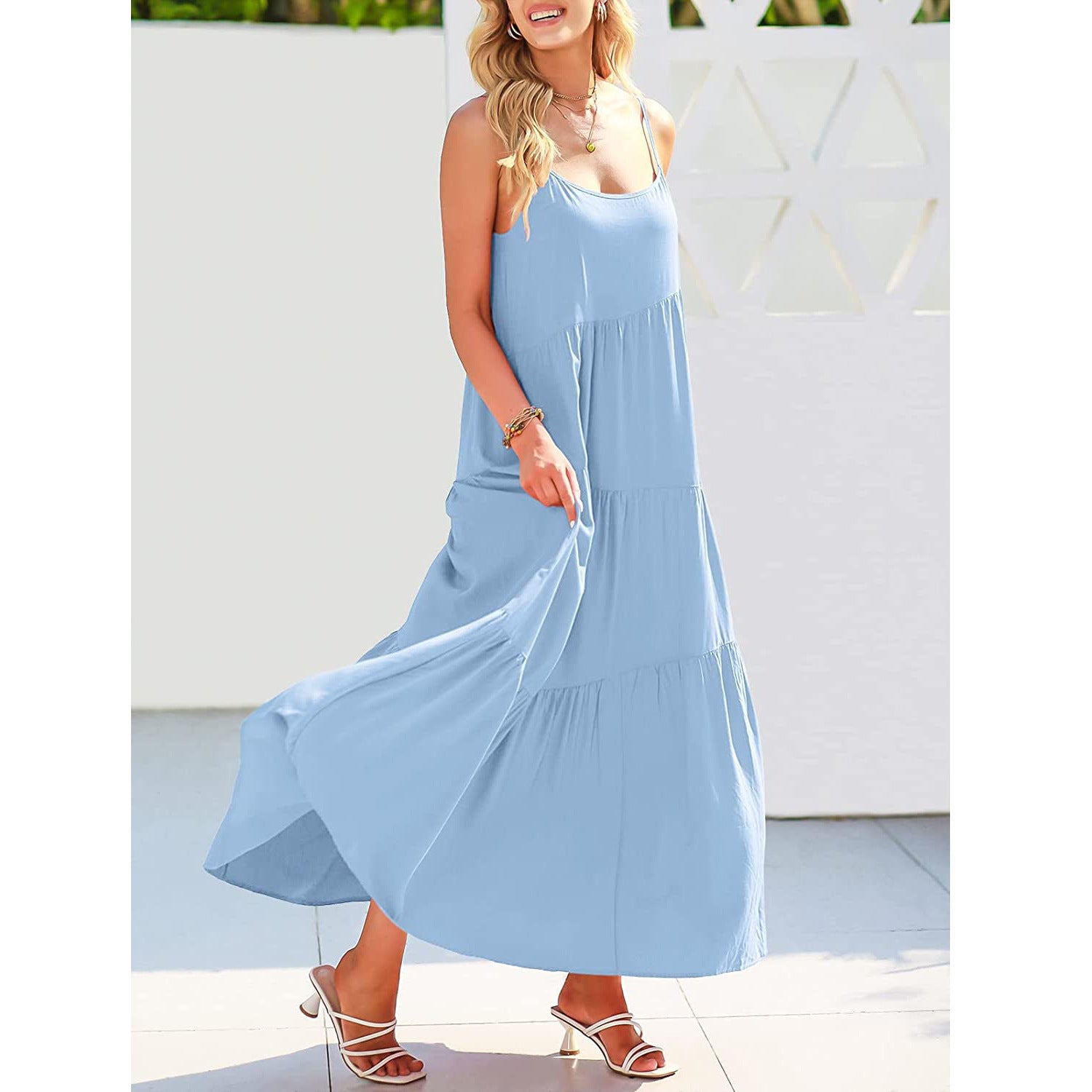 Womens Summer Dresses Spaghetti Strap Maxi Dresses for Women Boho Dress Sun Dresses for Women 2024