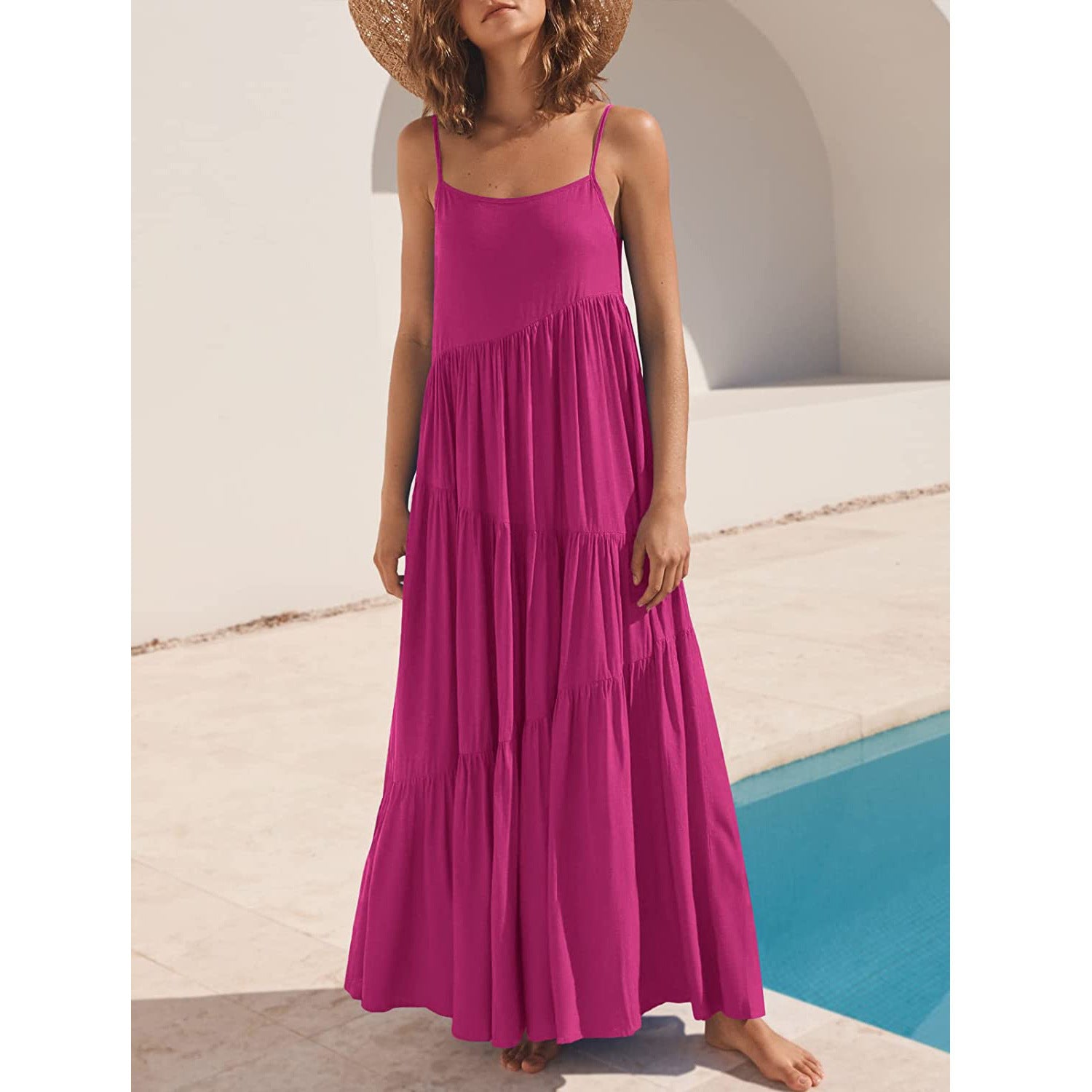 Womens Summer Dresses Spaghetti Strap Maxi Dresses for Women Boho Dress Sun Dresses for Women 2024