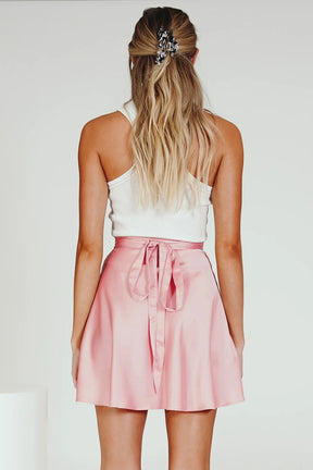 One-piece Lace-Up Skirt Chiffon Satin Wrap Skirt