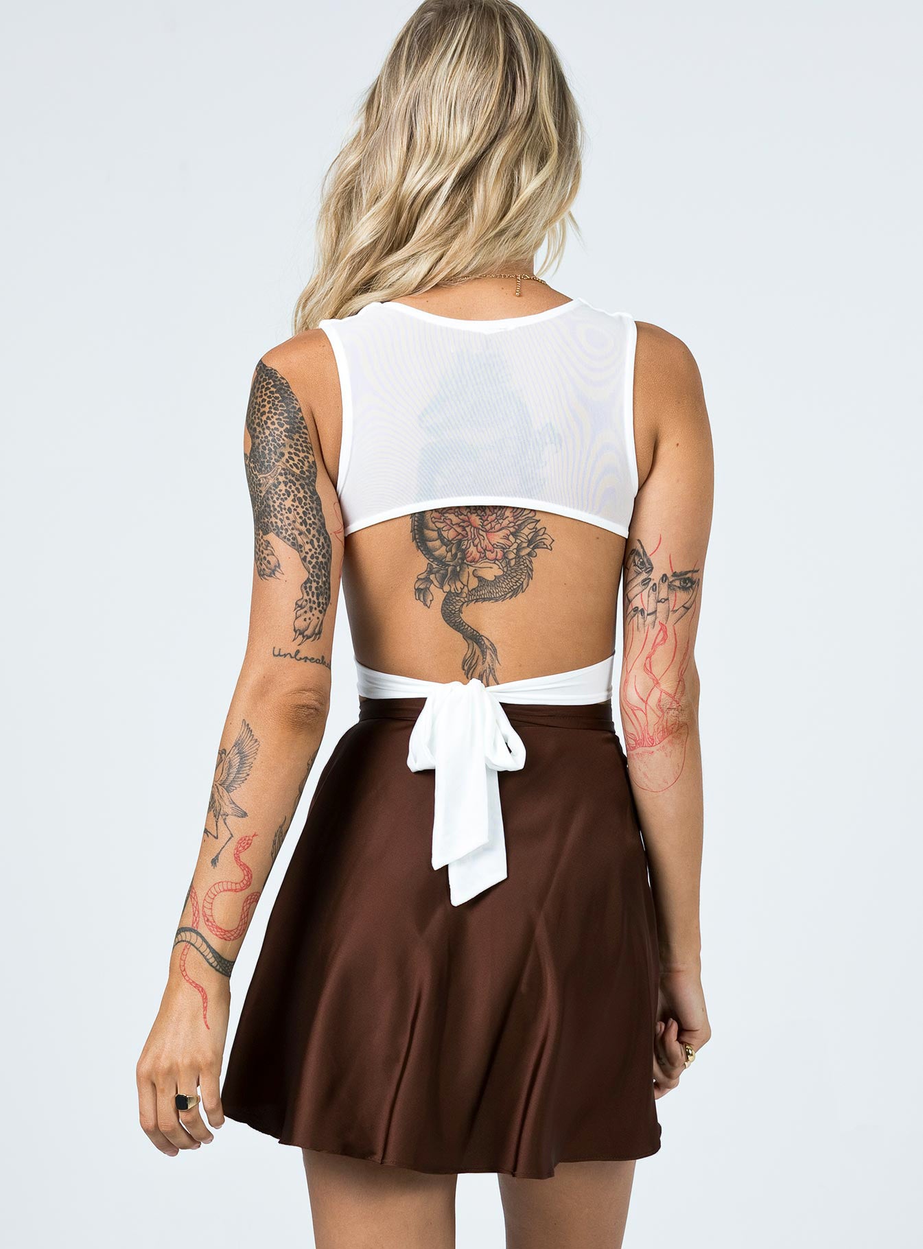 One-piece Lace-Up Skirt Chiffon Satin Wrap Skirt